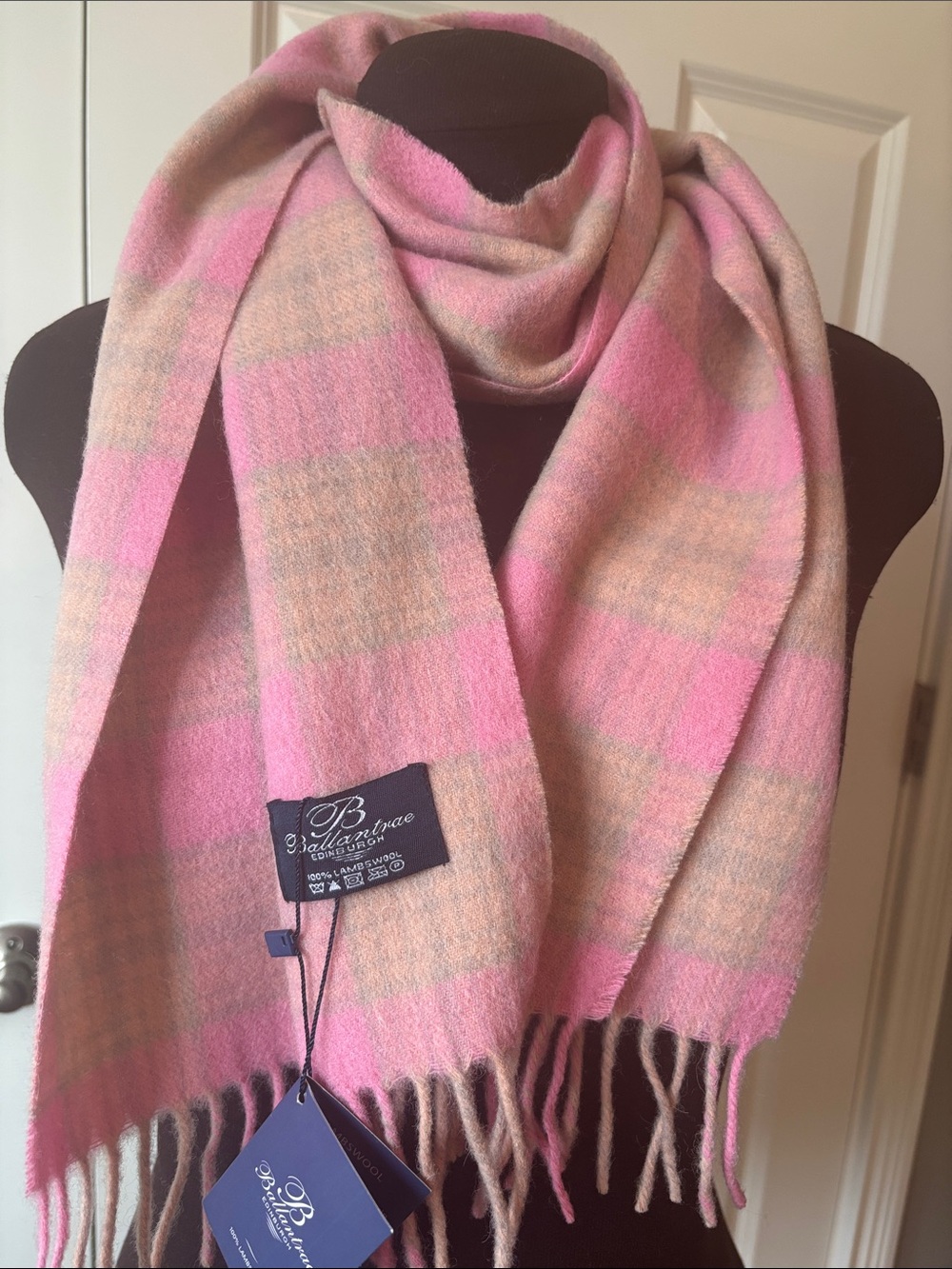 Ballantrae Pink and Cream Checked Wool Wrap